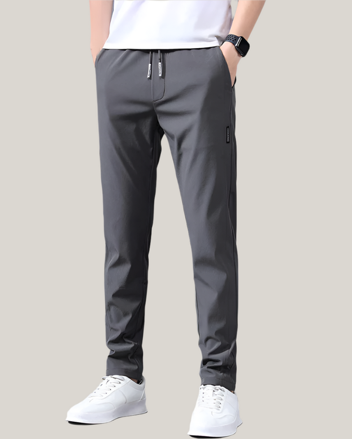 Mens Stretch Trousers with Drawstring Slim Fit