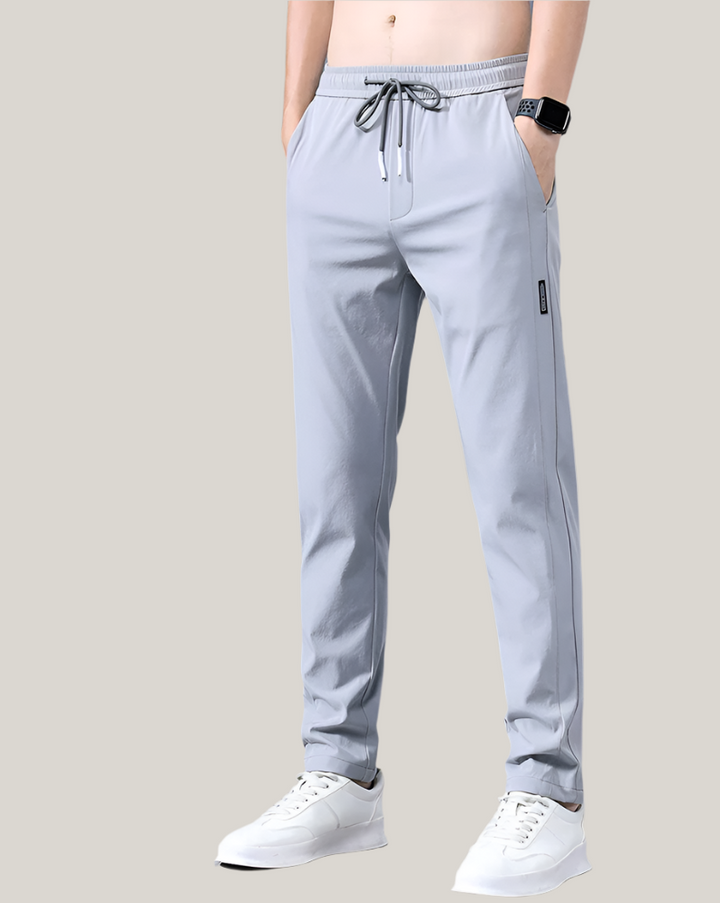 Mens Stretch Trousers with Drawstring Slim Fit