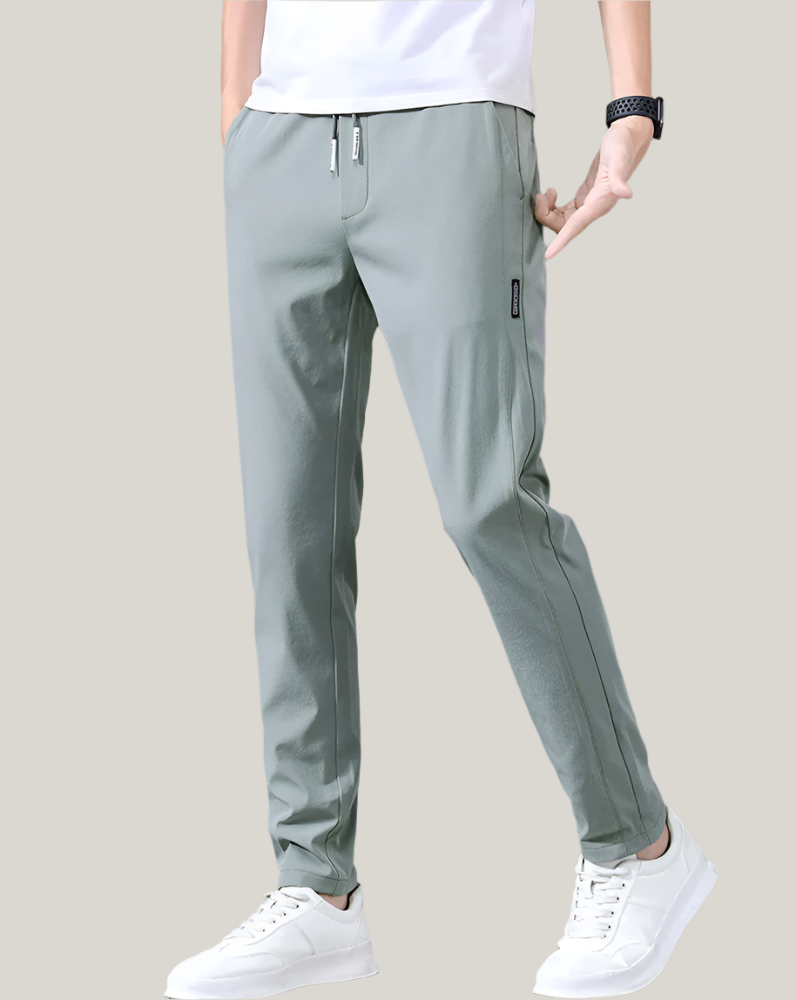 Mens Stretch Trousers with Drawstring Slim Fit