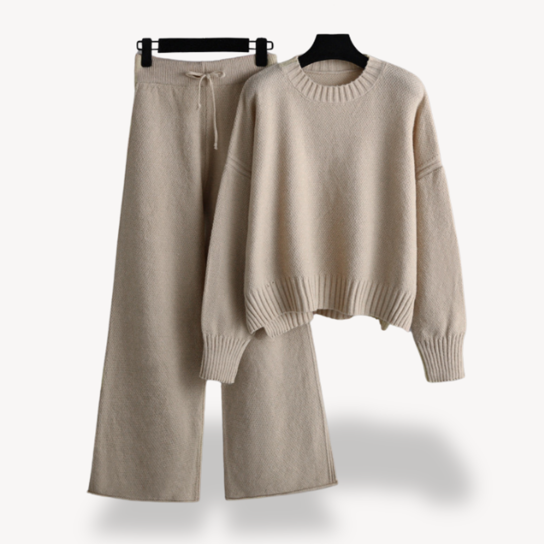 Womens Knit Loungewear Set Relaxed Fit