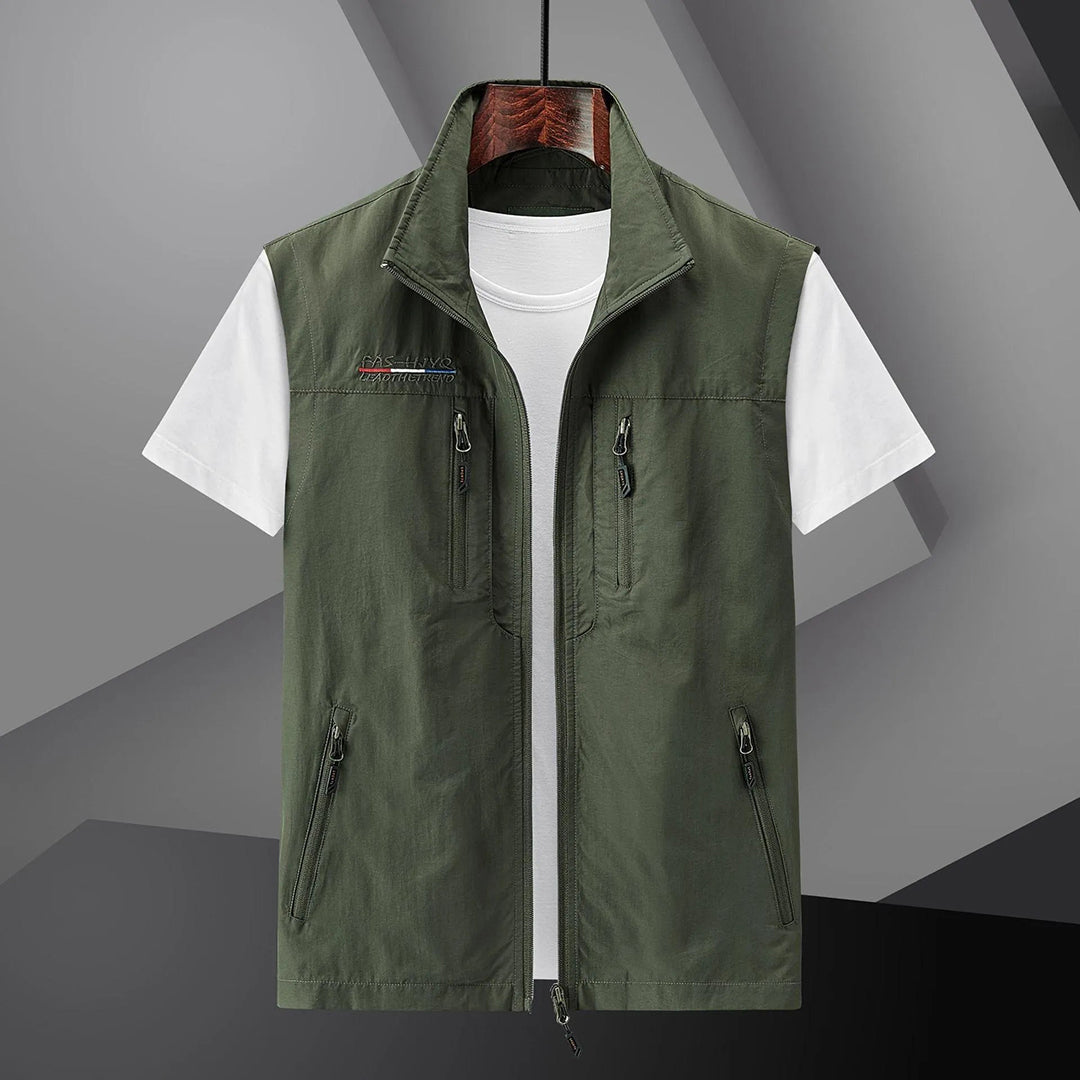 Mens Utility Travel Vest Multi-Pocket Lightweight
