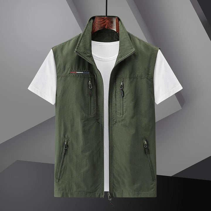 Mens Utility Travel Vest Multi-Pocket Lightweight