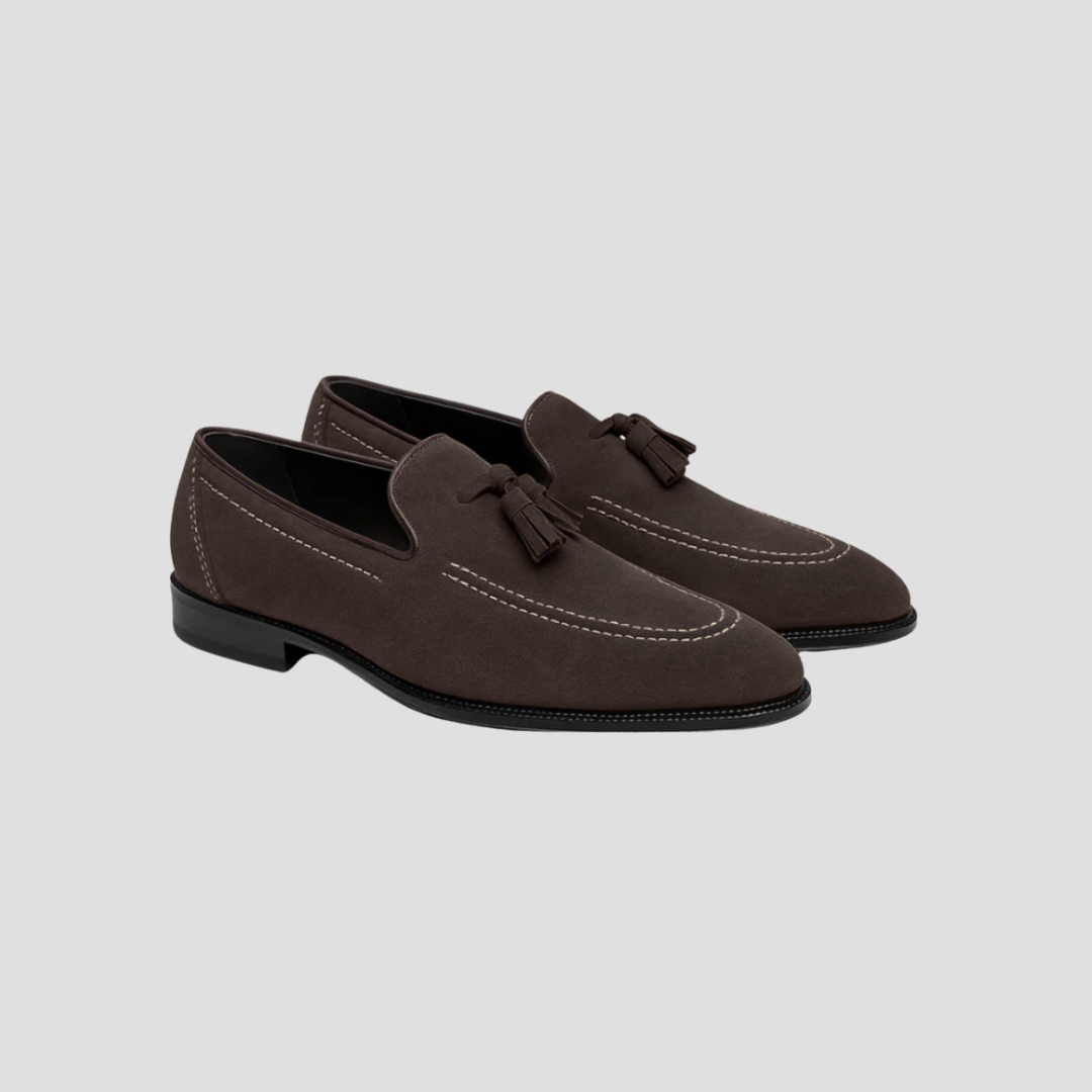 Womens Loafers Suede Tassel Detail - BritishMode