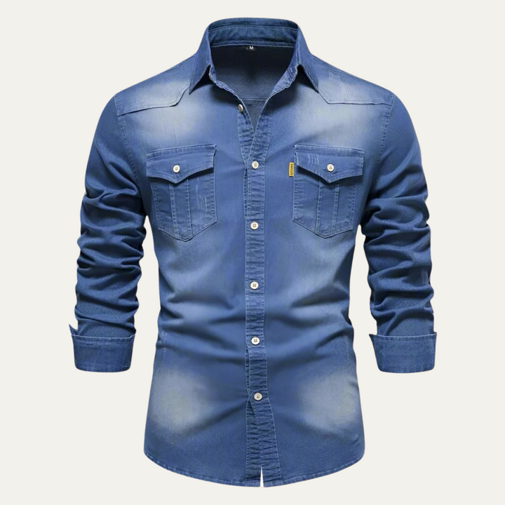 Mens Denim Casual Shirt Relaxed Fit - BritishMode