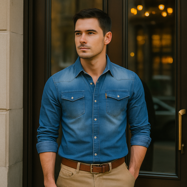 Mens Denim Casual Shirt Relaxed Fit