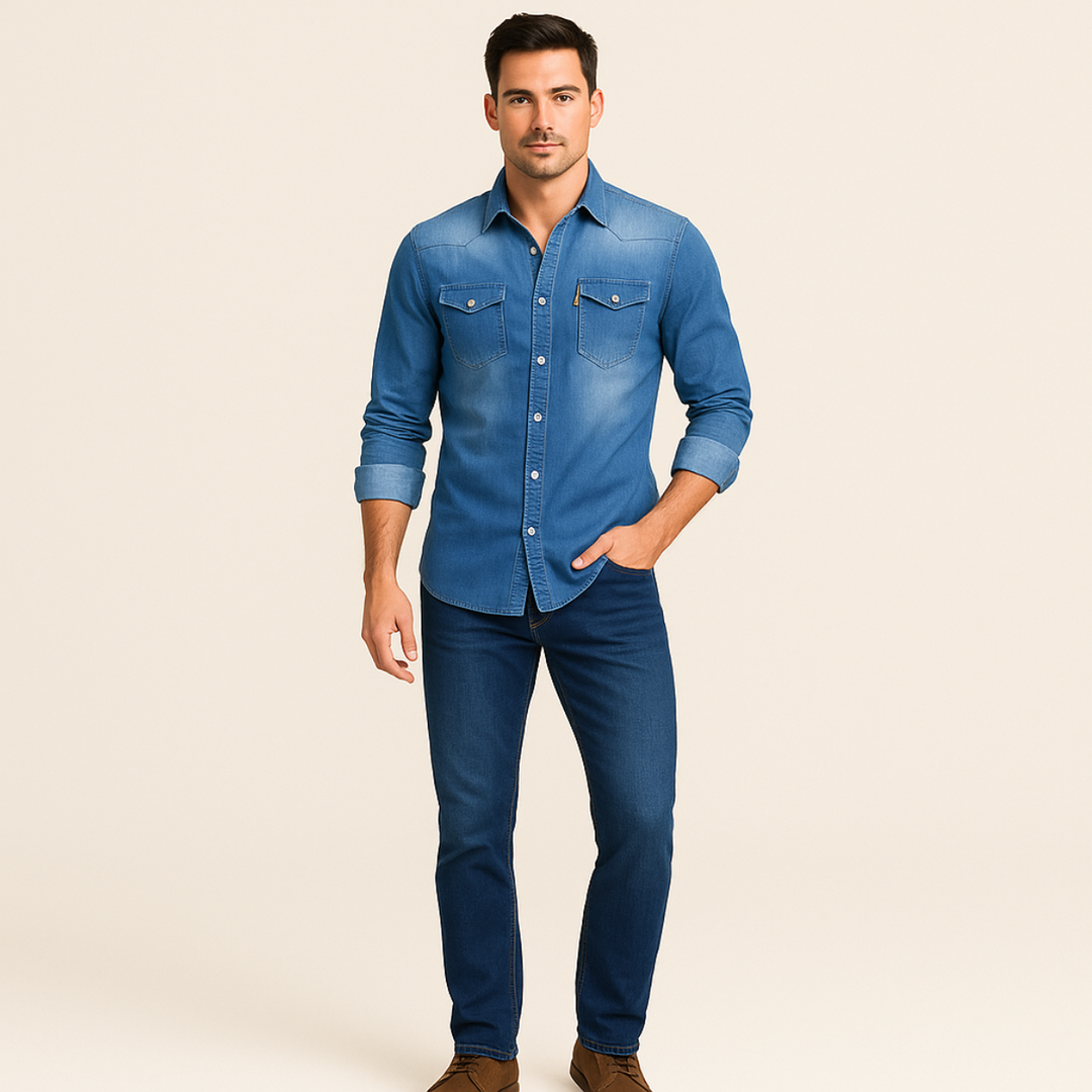 Mens Denim Casual Shirt Relaxed Fit