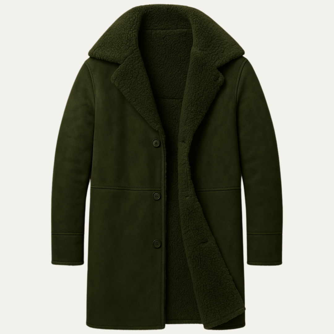 Mens Shearling Coat Warm Winter Outerwear
