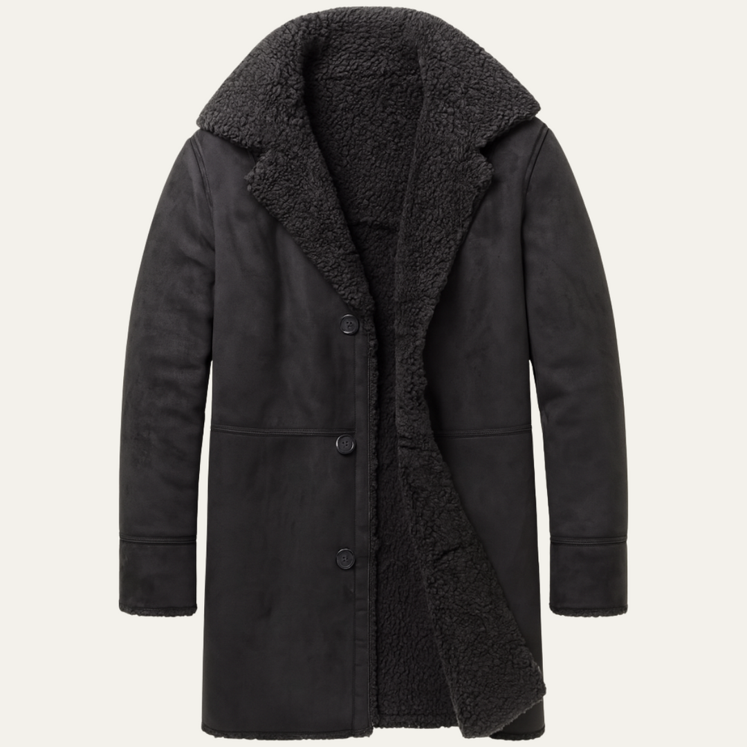 Mens Shearling Coat Warm Winter Outerwear