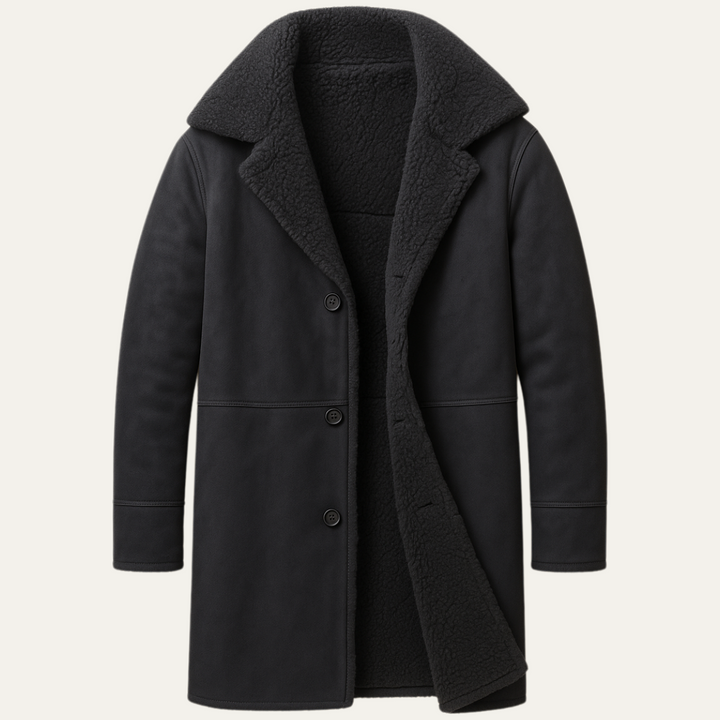Mens Shearling Coat Warm Winter Outerwear