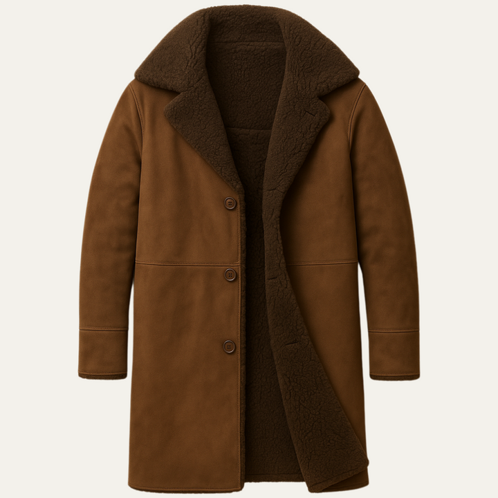 Mens Shearling Coat Warm Winter Outerwear