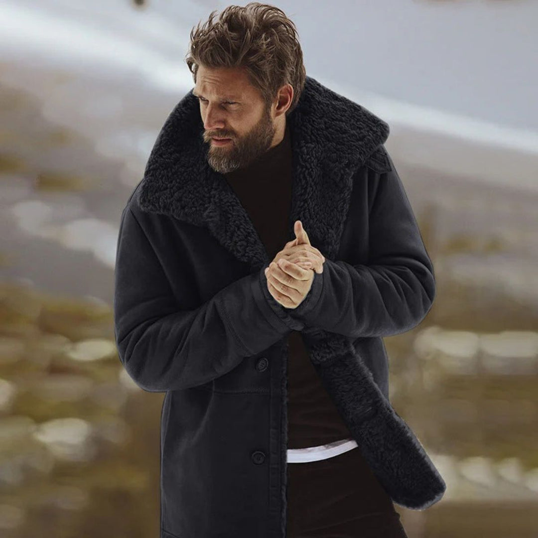 Mens Shearling Coat Warm Winter Outerwear - BritishMode