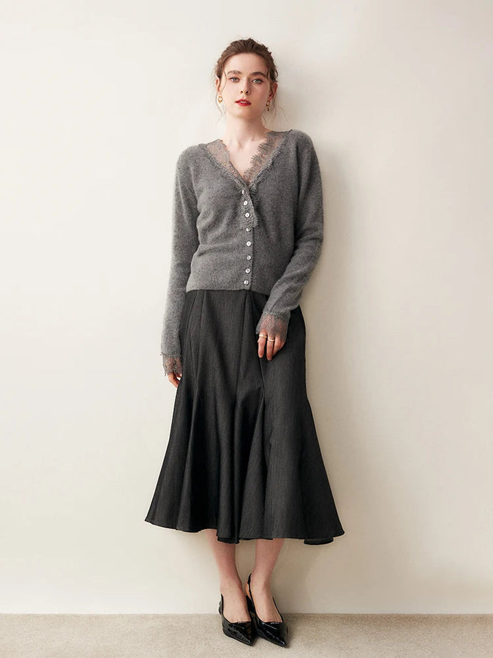 Womens Lace Knit Cardigan Soft Fabric Elegant Layering Fit