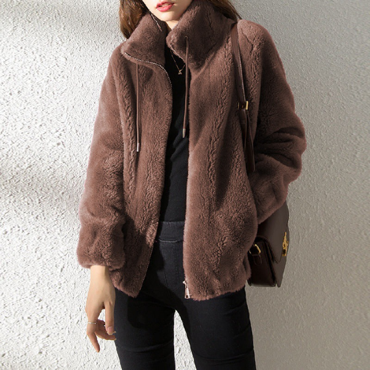 Womens Teddy Jacket Cozy Casual Fit
