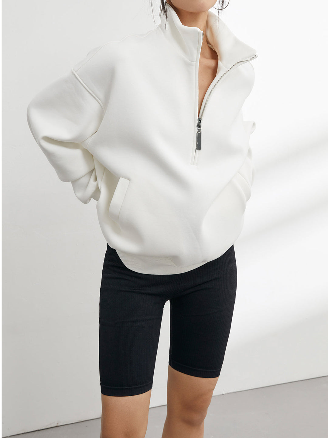 Womens Scuba Sweatshirt with Stand-Up Collar Comfortable Fit - BritishMode
