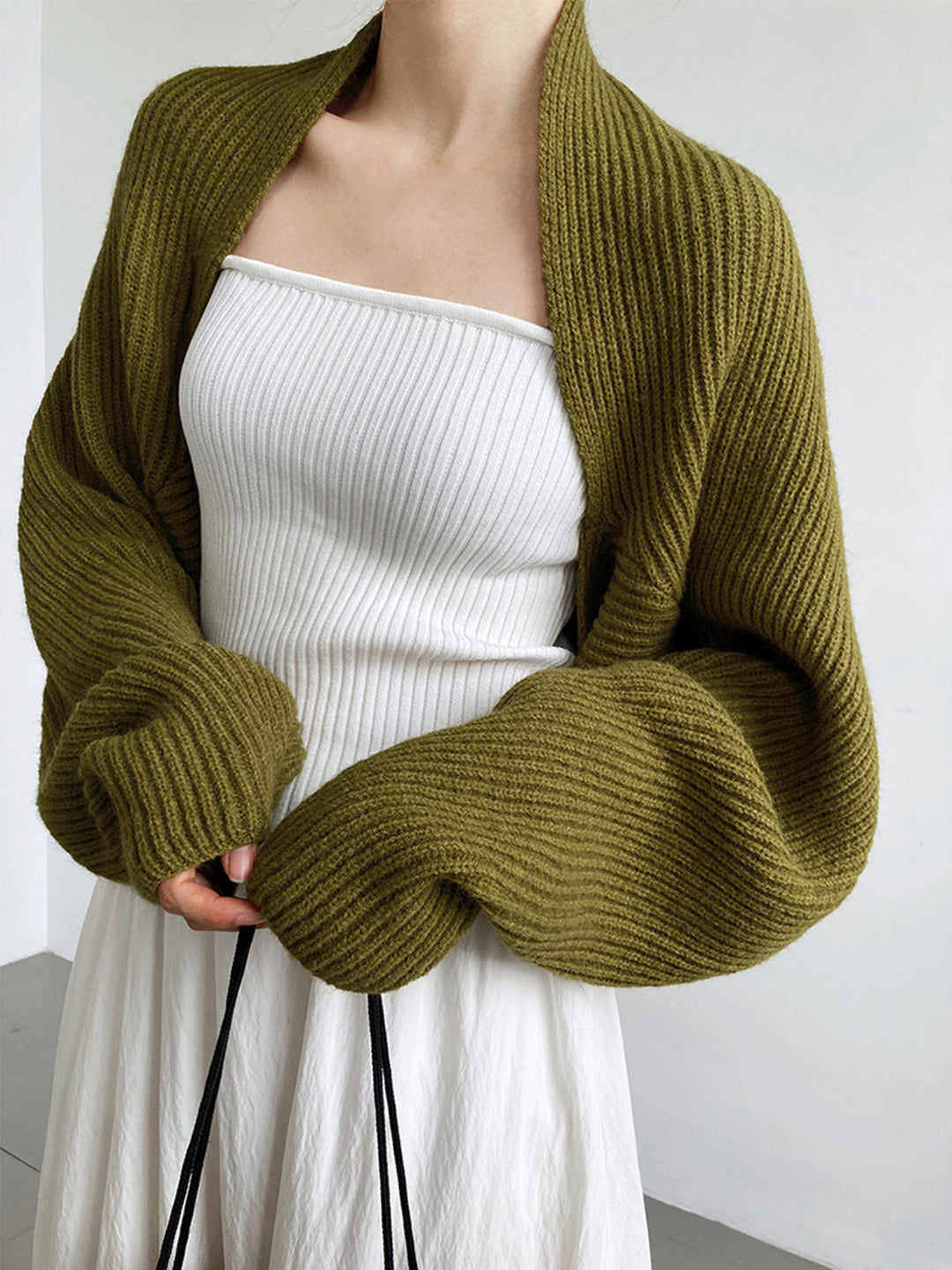 Womens Open-Front Shrug Sweater Cozy Knit Slight Stretch - BritishMode