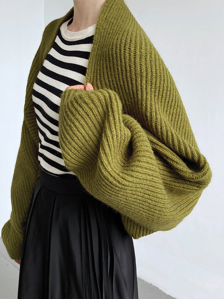 Womens Open-Front Shrug Sweater Cozy Knit Slight Stretch