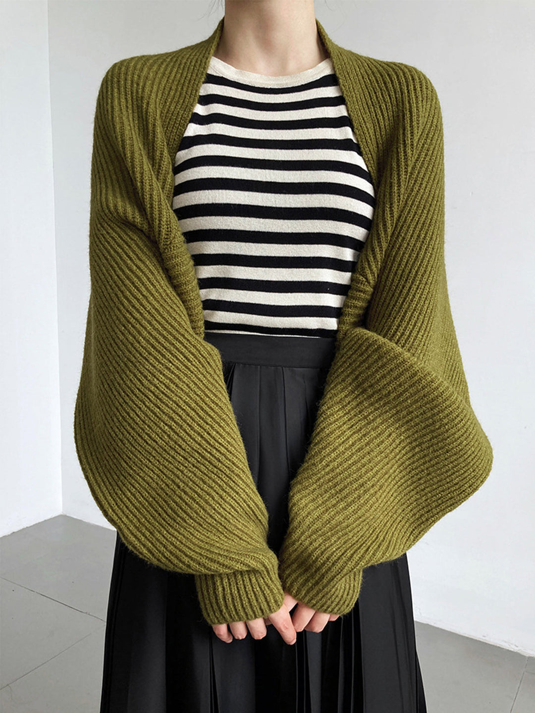 Womens Open-Front Shrug Sweater Cozy Knit Slight Stretch