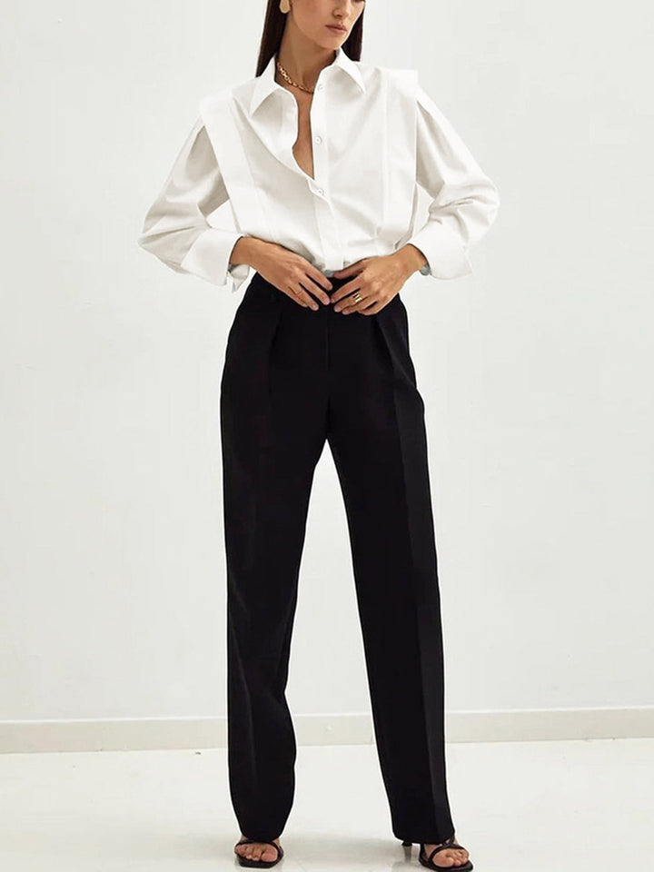 Womens Collared Blouse Polyester Straight Fit Shirt