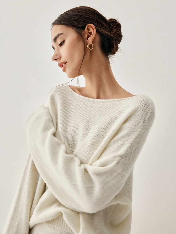 Womens Oversized Knit Sweater and Midi Skirt Two-Piece Set