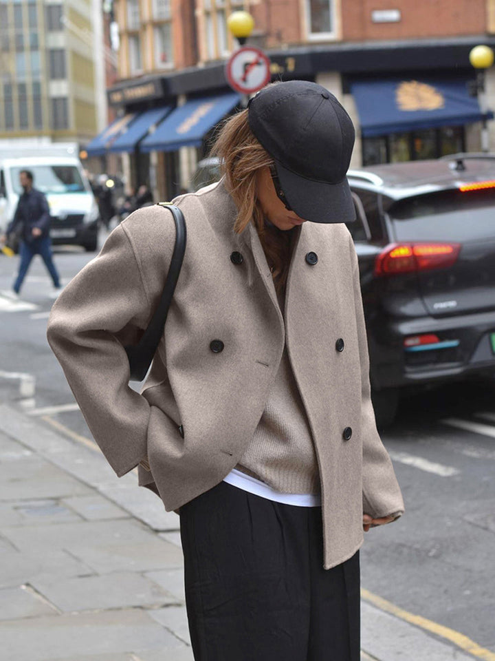 Womens Short Double-Breasted Jacket Tailored Fit