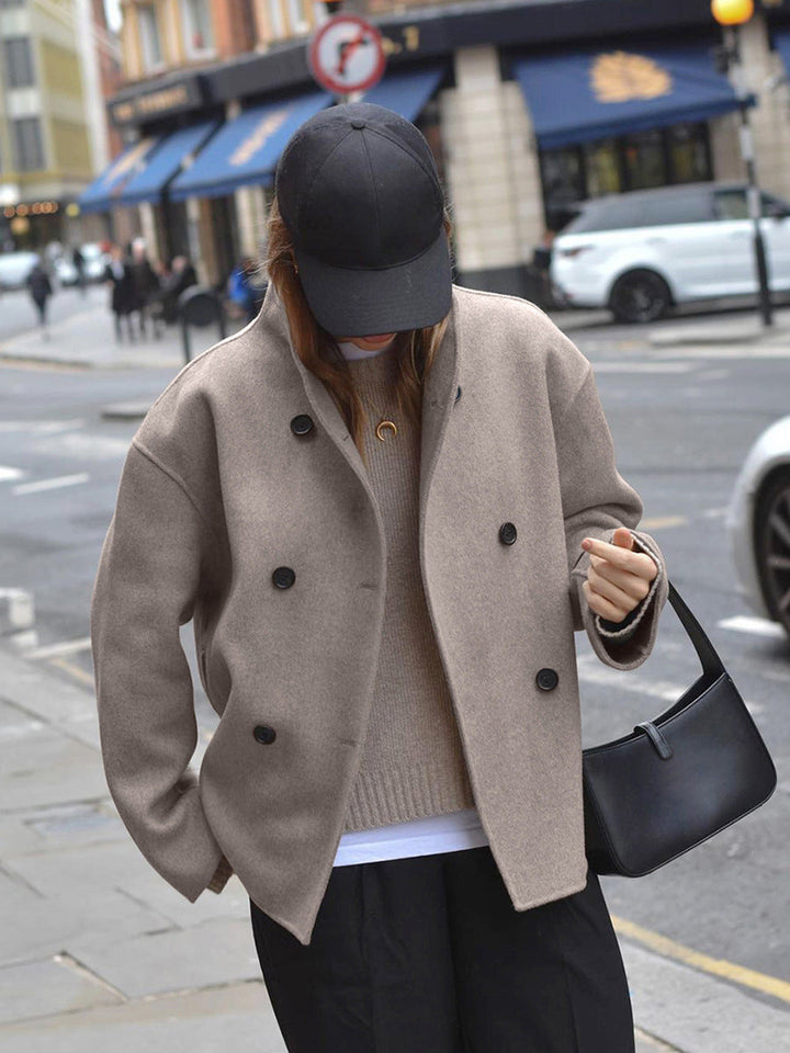 Womens Short Double-Breasted Jacket Tailored Fit