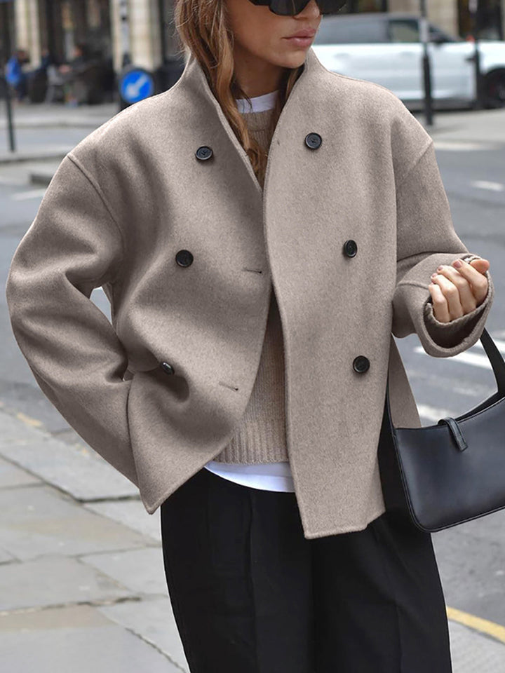 Womens Short Double-Breasted Jacket Tailored Fit - BritishMode