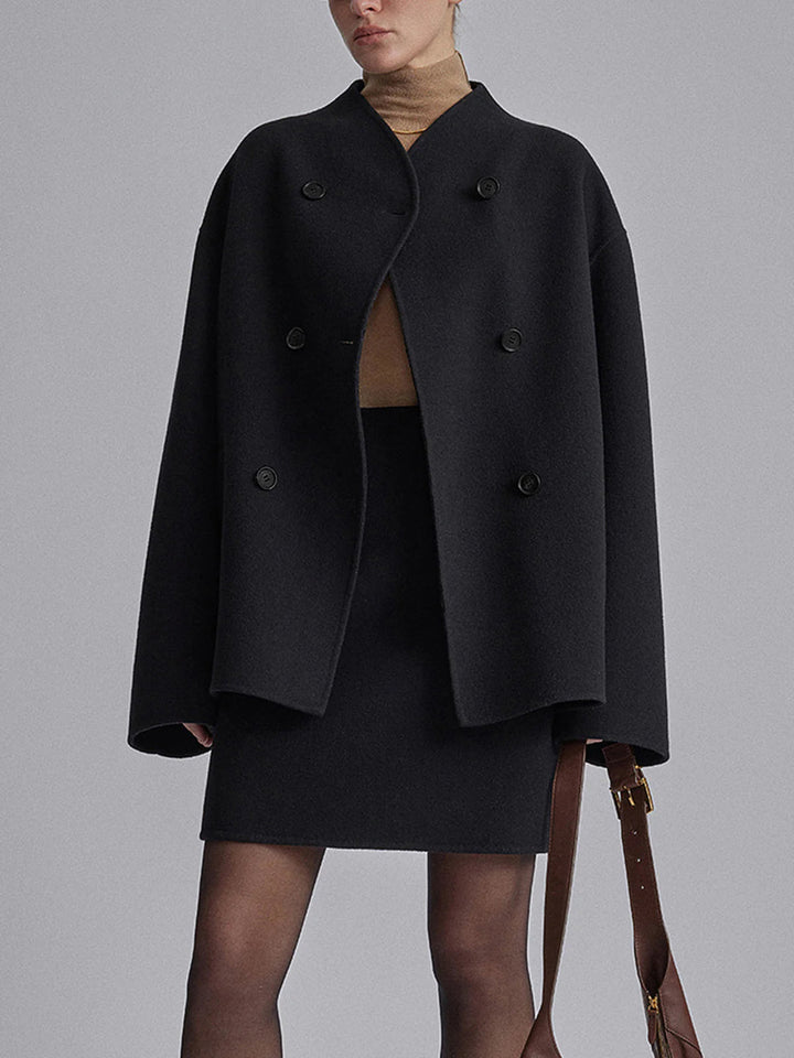 Womens Short Double-Breasted Jacket Tailored Fit