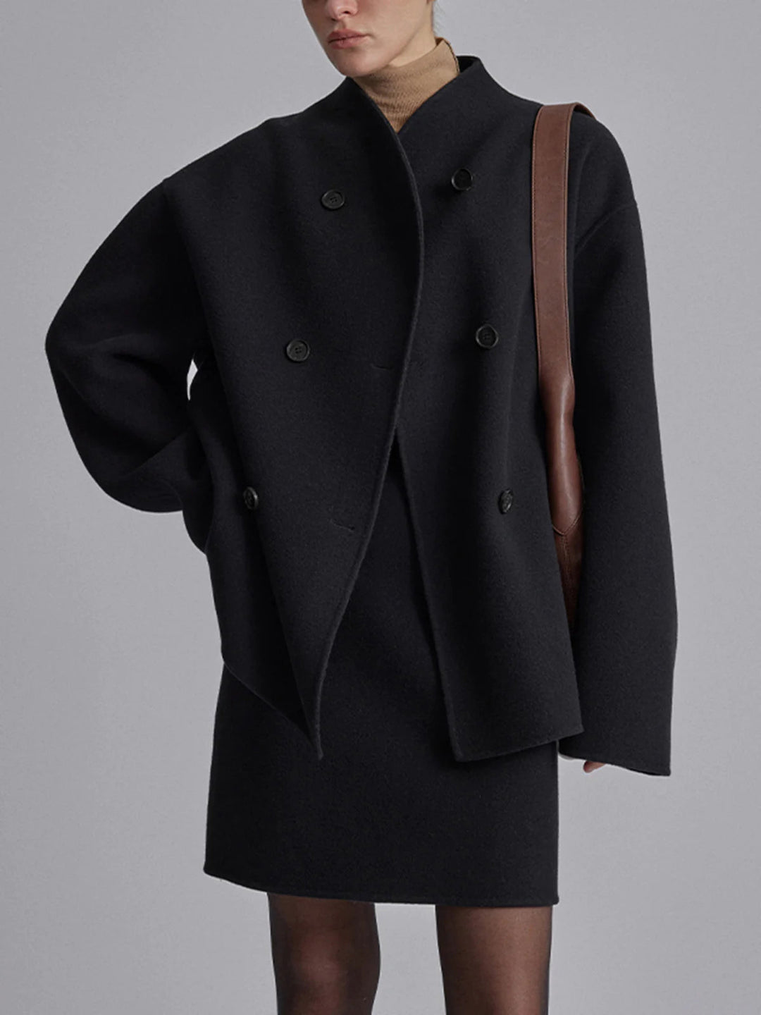Womens Short Double-Breasted Jacket Tailored Fit