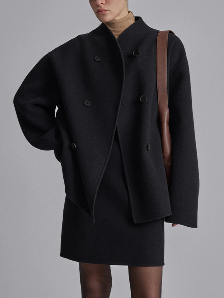 Womens Short Double-Breasted Jacket Tailored Fit