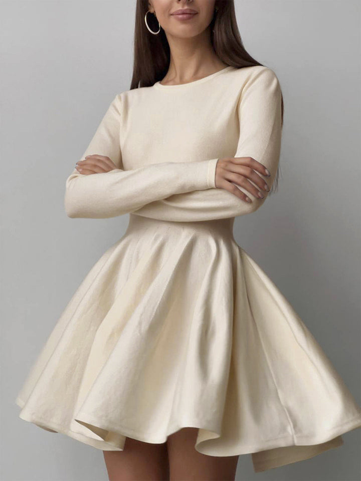 Womens Pleated Knit Sweater Dress Stretch Fit Short Sleeve - BritishMode