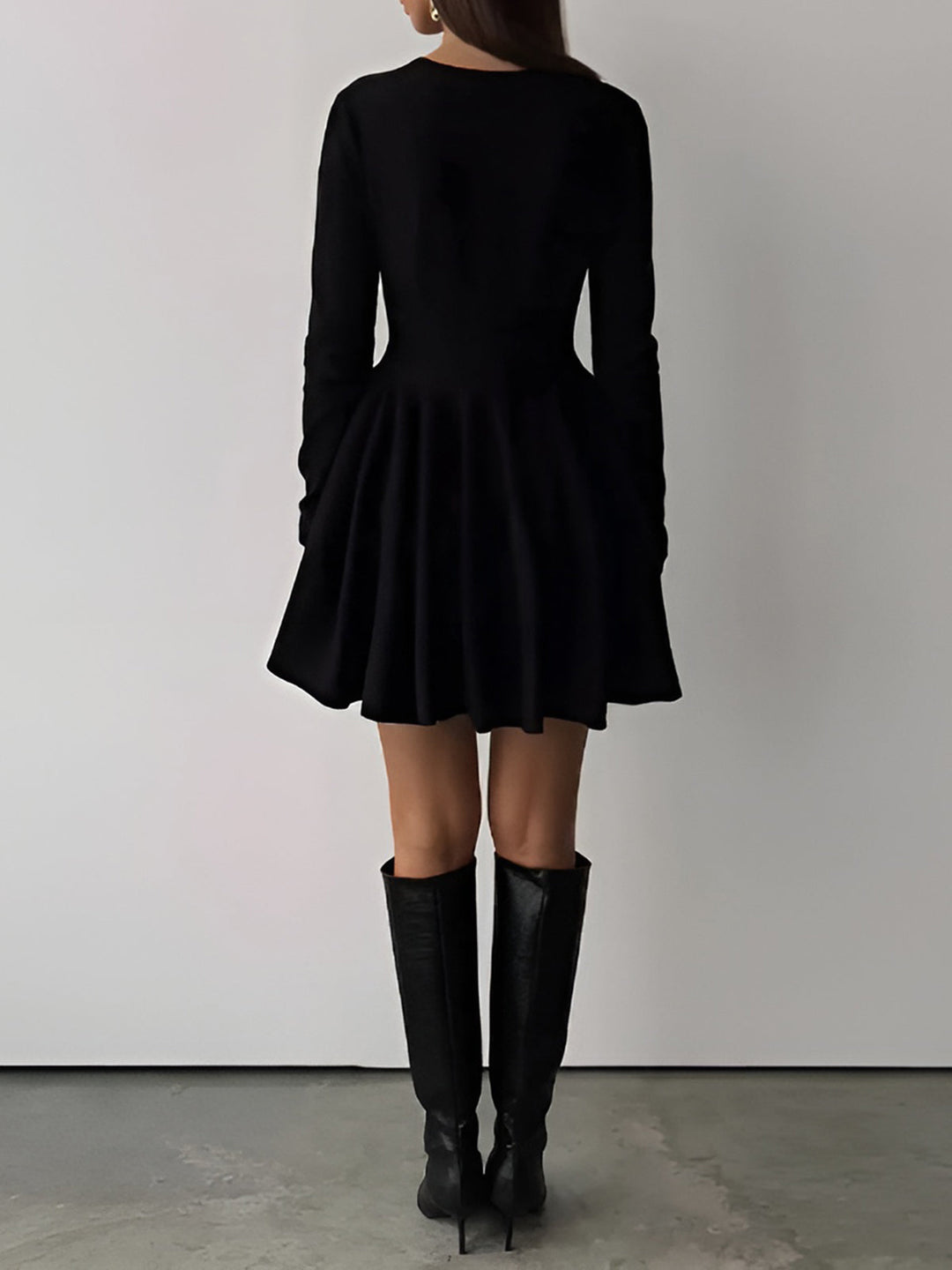 Womens Pleated Knit Sweater Dress Stretch Fit Short Sleeve