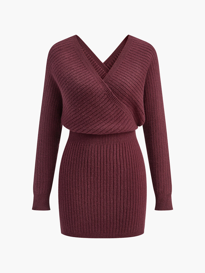 Womens Sweater Dress Crisscross Strap Slim Fit with Fitted Waist