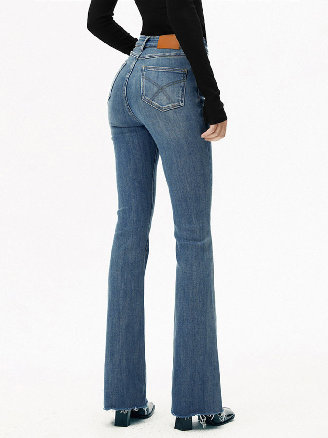 Womens High-Waist Denim Jeans Cotton Blend Slim Fit Stretch - BritishMode