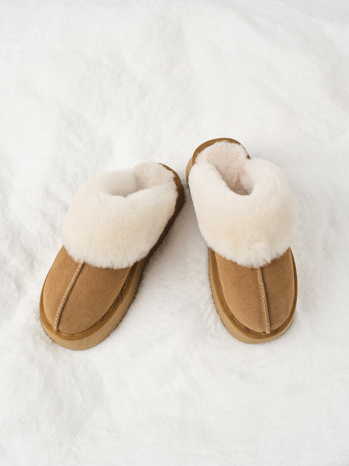 Unisex Leather Slippers Shearling Lined Non-Slip Indoor - BritishMode
