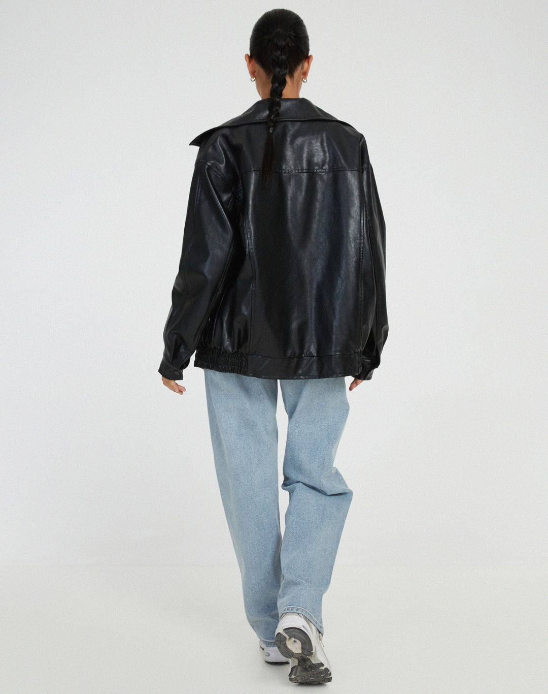 Womens Leather Jacket Oversized Casual Everyday Fit