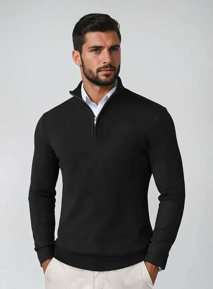 Mens Sweater Cotton Blend Zippered Collar - BritishMode