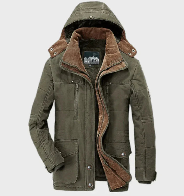 Mens Jacket with Multiple Pockets Lined Detachable Hood - BritishMode