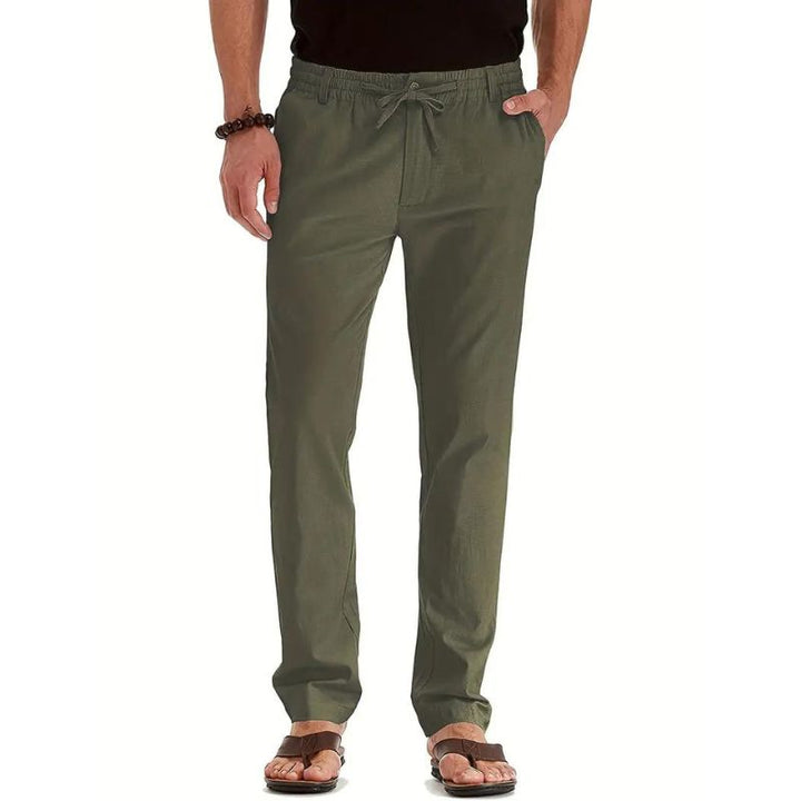 Mens Casual Trousers Elastic Waistband Loose Fit