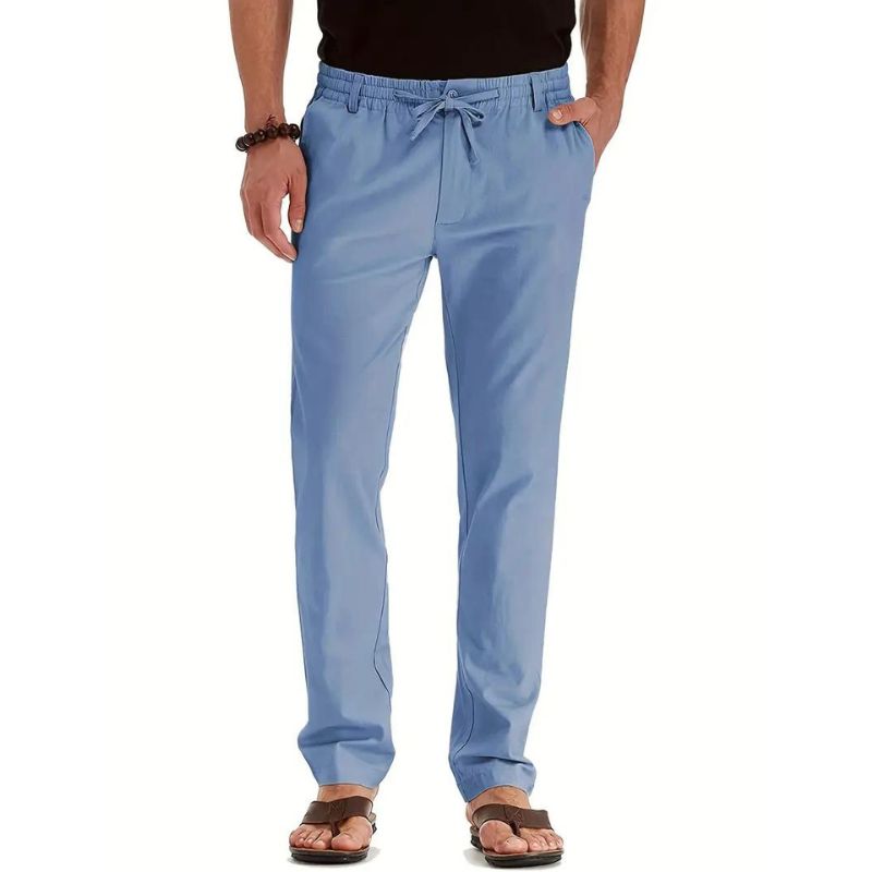 Mens Casual Trousers Elastic Waistband Loose Fit