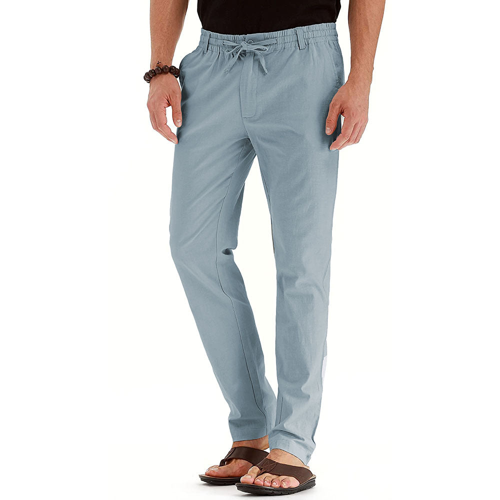 Mens Casual Trousers Elastic Waistband Loose Fit