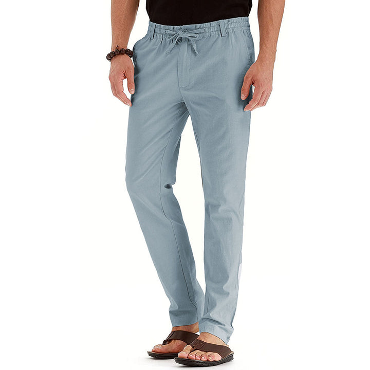 Mens Casual Trousers Elastic Waistband Loose Fit