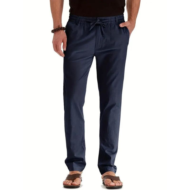 Mens Casual Trousers Elastic Waistband Loose Fit