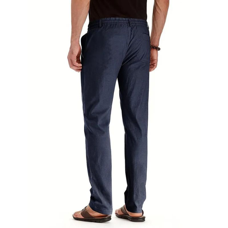 Mens Casual Trousers Elastic Waistband Loose Fit