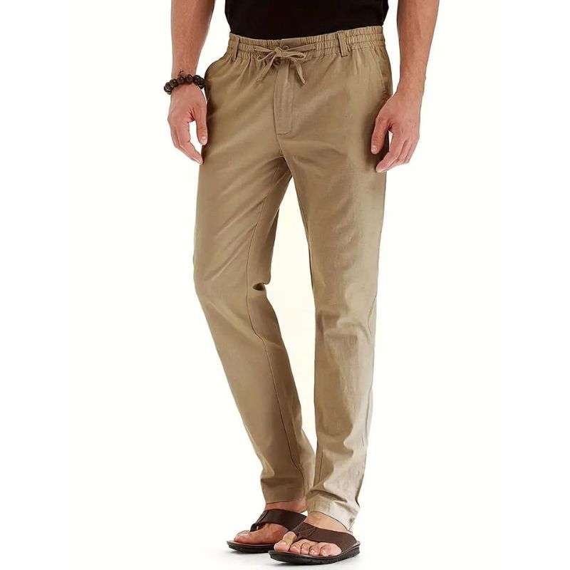 Mens Casual Trousers Elastic Waistband Loose Fit