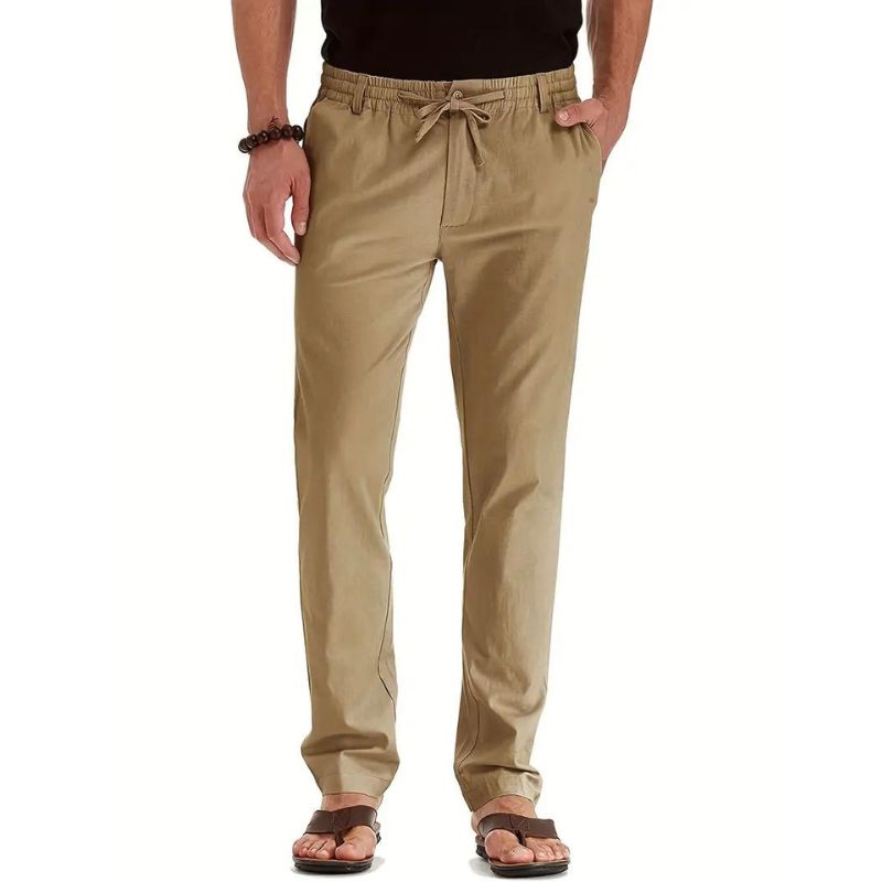 Mens Casual Trousers Elastic Waistband Loose Fit