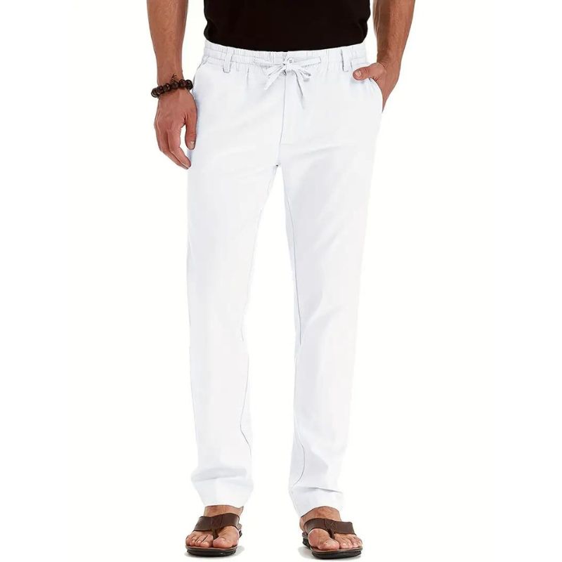 Mens Casual Trousers Elastic Waistband Loose Fit