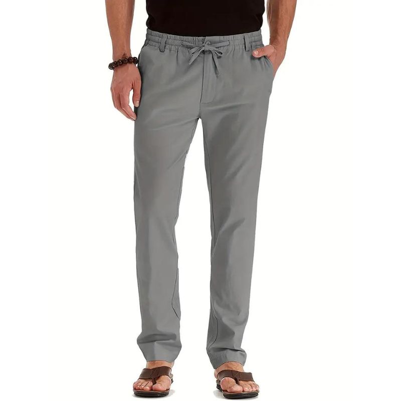 Mens Casual Trousers Elastic Waistband Loose Fit