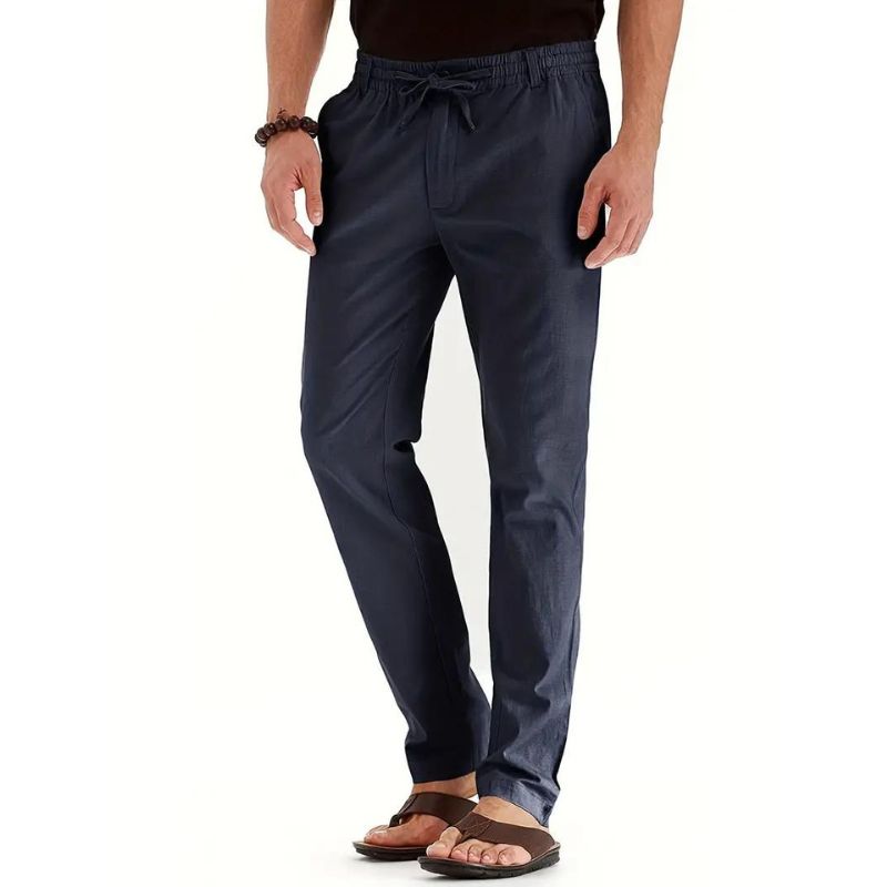 Mens Casual Trousers Elastic Waistband Loose Fit