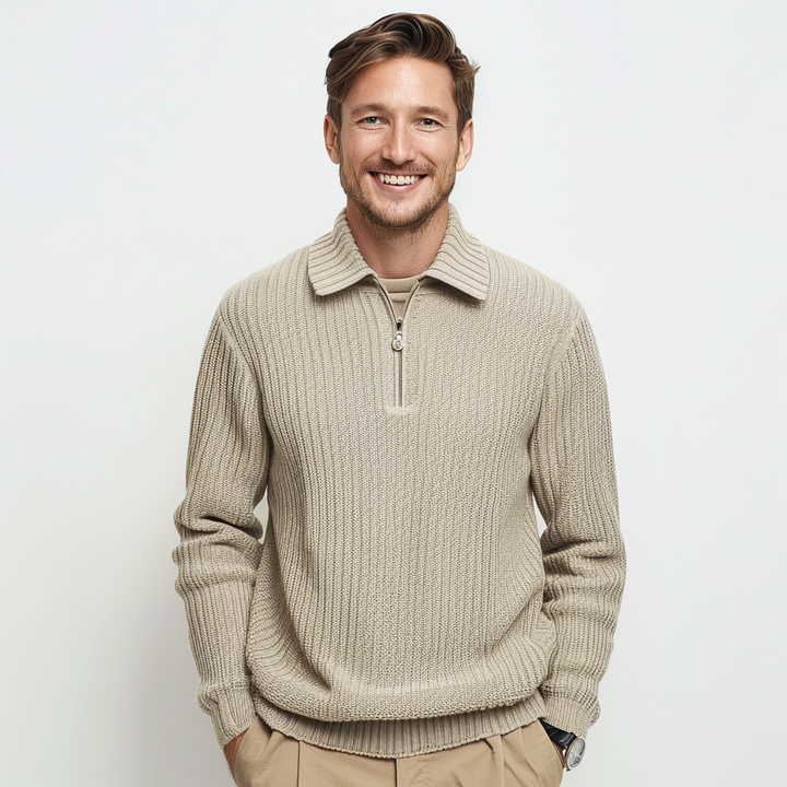 Mens Classic Polo Sweater Warm Knit Regular Fit - BritishMode