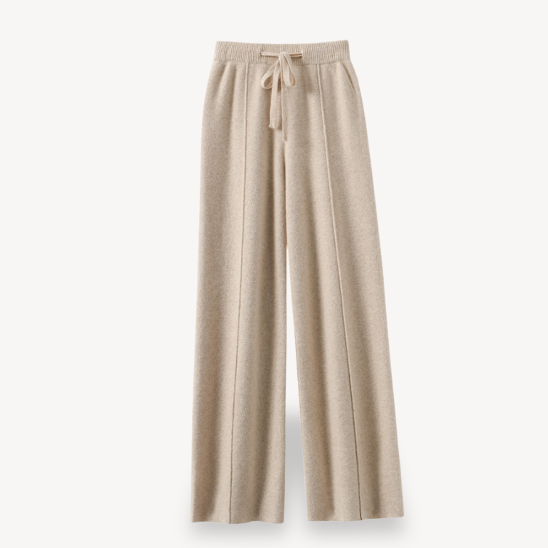 Womens Cashmere Wide-Leg Pants Relaxed Fit Loungewear - BritishMode